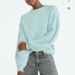 Scoop Teal Cozy Knit Crewneck Oversized Lightweight Sweater